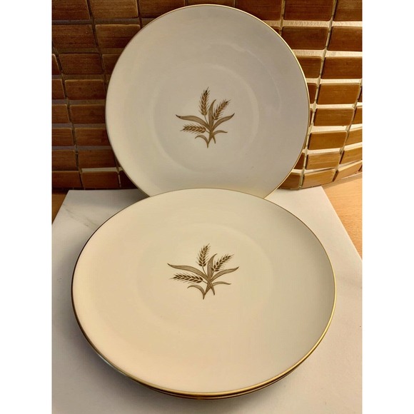 Vintage Lenox Harvest Wheat Lot of 4 Dinner Plates Gold Trim - Picture 2 of 11